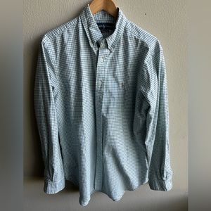 Ralph Lauren Classic Fit green and blue plaid button down shirt